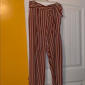Burnt orange paper bag pants